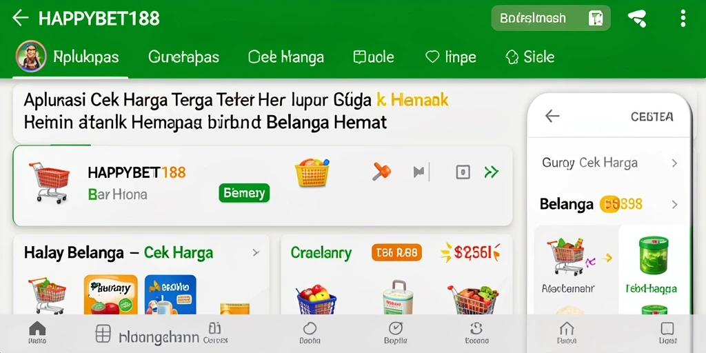 Antarmuka utama aplikasi HAPPYBET188 menampilkan fitur Cek Harga.