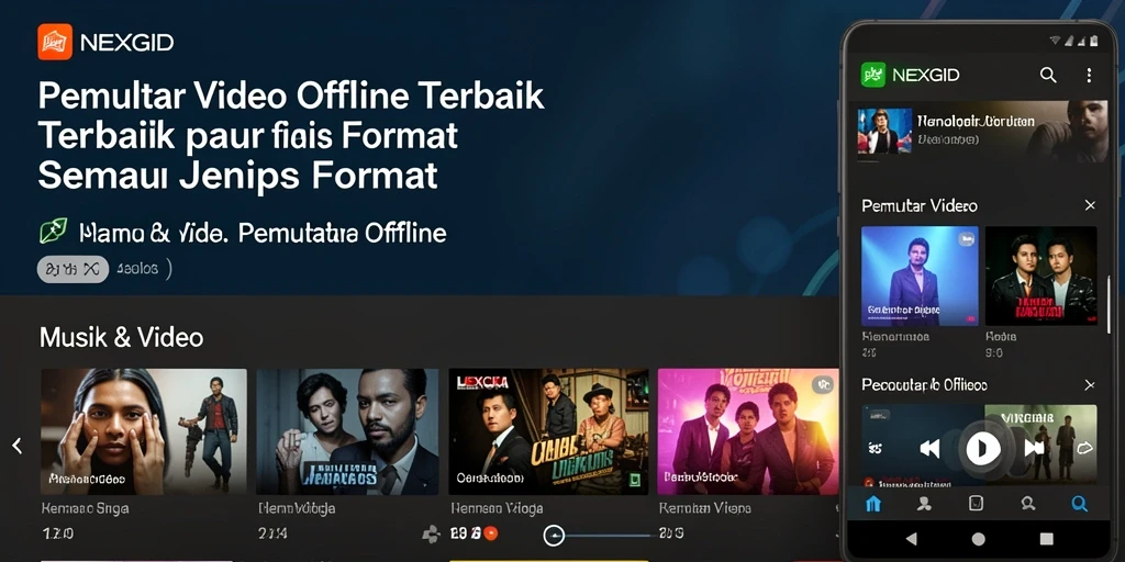 Tampilan antarmuka NEXGID dengan fitur pemutar video offline yang intuitif.