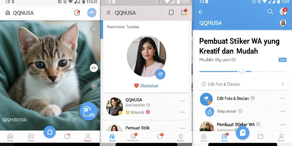 Tampilan antarmuka QQNUSA yang intuitif dan menarik untuk Pembuat Stiker WA.