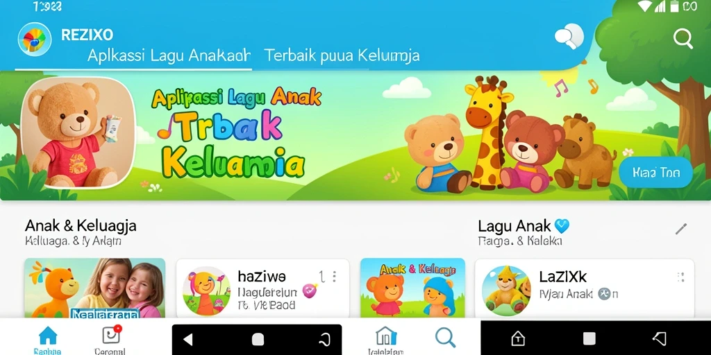 Antarmuka pengguna REZIXO yang ramah anak dengan fitur menyanyi.